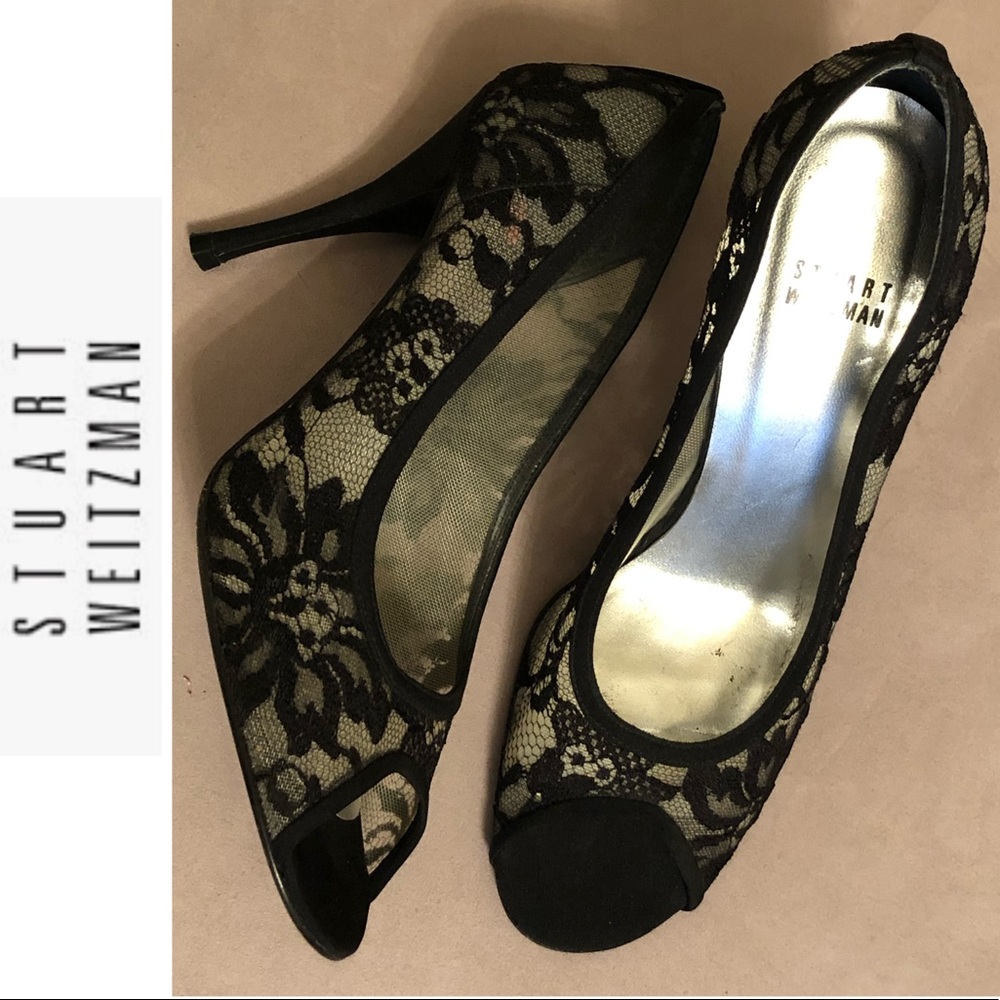 Stuart Weitzman Leather PeepToe Heels